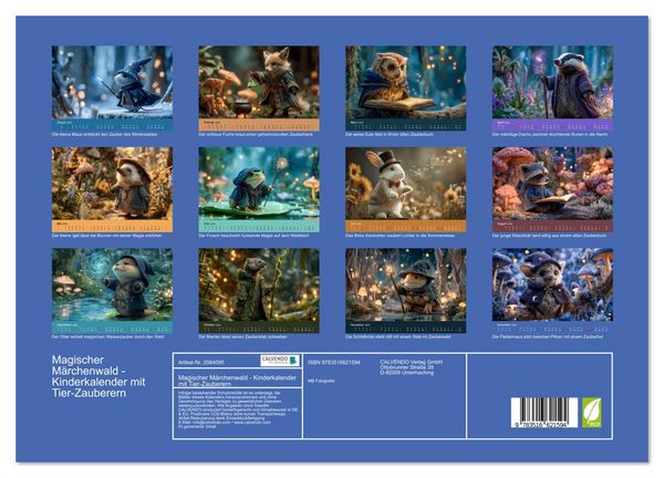 Produktbild: Magischer M&auml;rchenwald - Kinderkalender mit Tier-Zauberern (Wandkalender 2026 DIN A3 quer), CALVENDO Monatskalender
