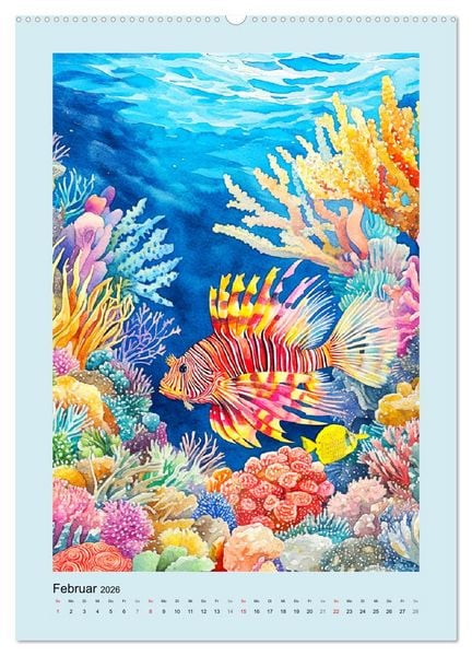 Produktbild: Ozeanpoesie. Die Unterwasserwelt im Aquarell-Stil (hochwertiger Premium Wandkalender 2026 DIN A2 hoch), Kunstdruck in Hochglanz