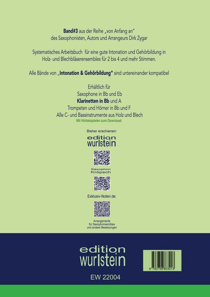 Produktbild: Intonation und Geh&ouml;rbildung im Ensemble: F&uuml;r Klarinetten in Bb