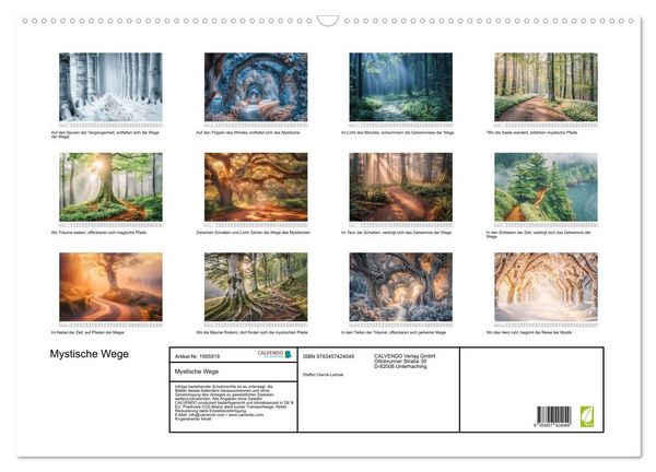 Produktbild: Mystische Wege (Wandkalender 2026 DIN A2 quer), CALVENDO Monatskalender