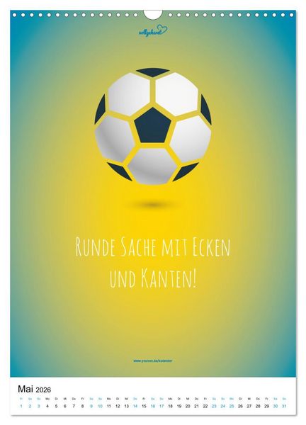 Produktbild: vollgeherzt: Der lustige Zitate-Wandkalender f&uuml;r Fu&szlig;ballfans und Sportbegeisterte! (Wandkalender 2026 DIN A3 hoch), CALVENDO Monatskalender