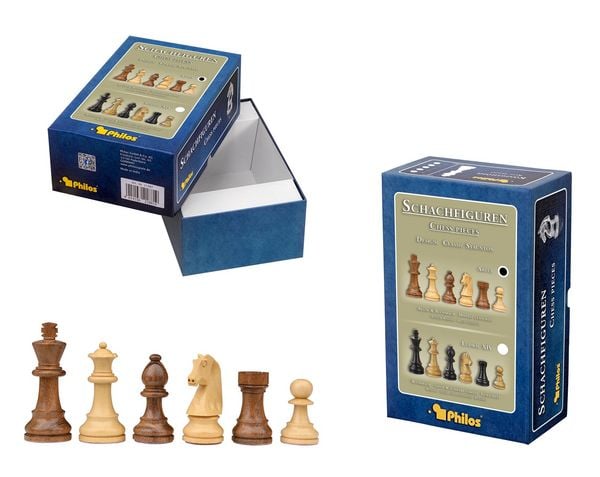 Schachfiguren Artus, Königshöhe 90 mm, gewichtet, in Setup Box