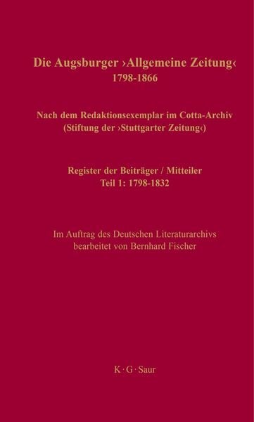 Produktbild: Register der Beitr&auml;ger / Mitteiler