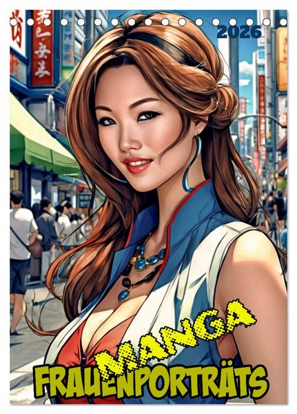 Produktbild: Manga-Frauenportr&auml;ts (Tischkalender 2026 DIN A5 hoch), CALVENDO Monatskalender