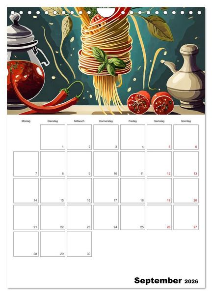 Produktbild: Nudelgerichte einmal anders serviert (Wandkalender 2026 DIN A4 hoch), CALVENDO Monatskalender