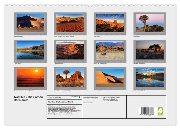 Produktbild: Namibia - Die Farben der Namib (hochwertiger Premium Wandkalender 2026 DIN A2 quer), Kunstdruck in Hochglanz