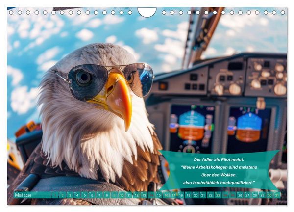 Produktbild: Der tierisch lustige Piloten-Kalender (Wandkalender 2026 DIN A4 quer), CALVENDO Monatskalender