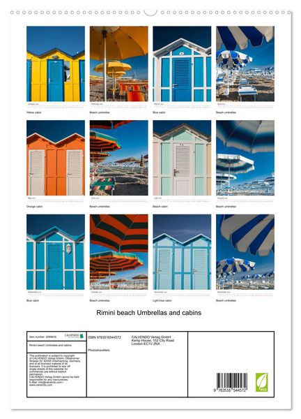 Produktbild: Rimini beach Umbrellas and cabins (High Quality Premium Wall Calendar 2026 DIN A2 portrait),CALVENDO 12 Month Wall Calendar