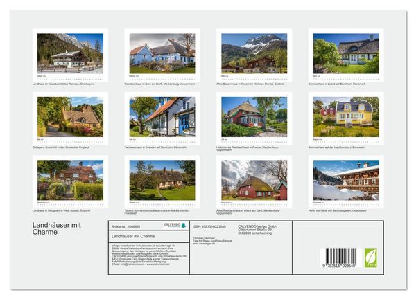 Produktbild: Landh&auml;user mit Charme (hochwertiger Premium Wandkalender 2026 DIN A2 quer), Kunstdruck in Hochglanz