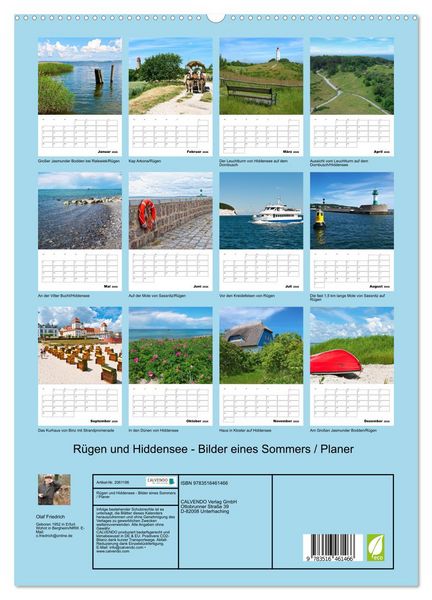 Produktbild: R&uuml;gen und Hiddensee - Bilder eines Sommers / Planer (hochwertiger Premium Wandkalender 2026 DIN A2 hoch), Kunstdruck in Hochglanz