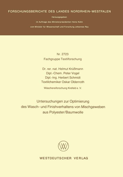 Produktbild: Untersuchungen zur Optimierung des Wasch- und Finishverhaltens von Mischgeweben aus Polyester/Baumwolle