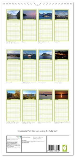 Produktbild: Familienplaner 2027 - Impressionen von Norwegen entlang der Hurtigruten mit 5 Spalten (Wandkalender, 21 x 45 cm) CALVENDO