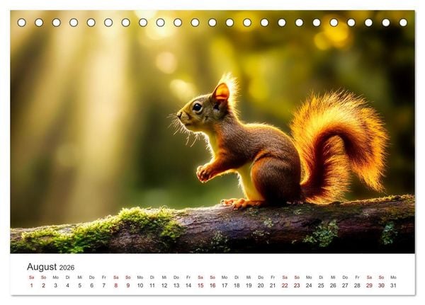 Produktbild: Das geheime Leben der Eichh&ouml;rnchen - Ein Jahr zwischen Baumwipfeln und Nussverstecken (Tischkalender 2026 DIN A5 quer), CALVENDO Monatskalender