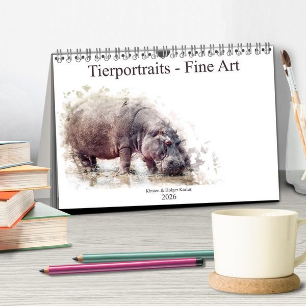 Produktbild: Tierportraits - Fine Art (Tischkalender 2026 DIN A5 quer), CALVENDO Monatskalender