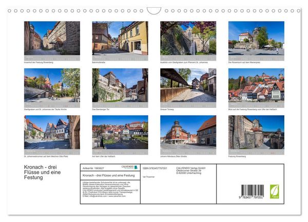 Produktbild: Kronach - drei Fl&uuml;sse und eine Festung (Wandkalender 2026 DIN A3 quer), CALVENDO Monatskalender
