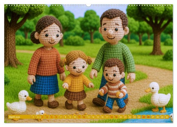 Produktbild: Amigurumi Moments. Ein fantastischer Familienalltag (hochwertiger Premium Wandkalender 2026 DIN A2 quer), Kunstdruck in Hochglanz