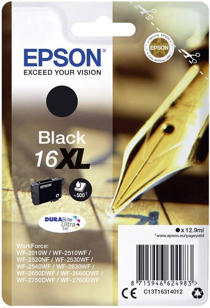 Epson Druckerpatrone T1631, 16XL Original Schwarz C13T16314012