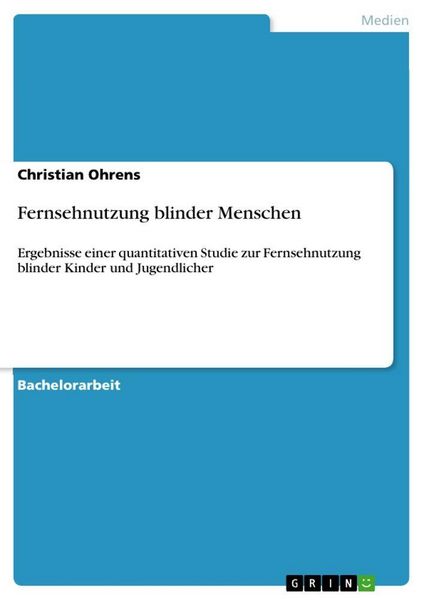 Produktbild: Fernsehnutzung blinder Menschen