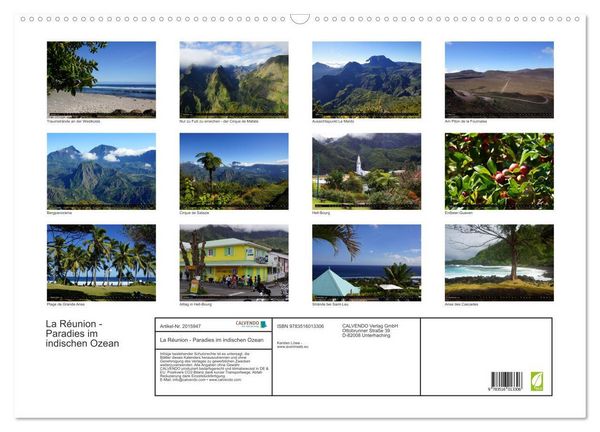 Produktbild: La R&eacute;union - Paradies im indischen Ozean (Wandkalender 2026 DIN A2 quer), CALVENDO Monatskalender