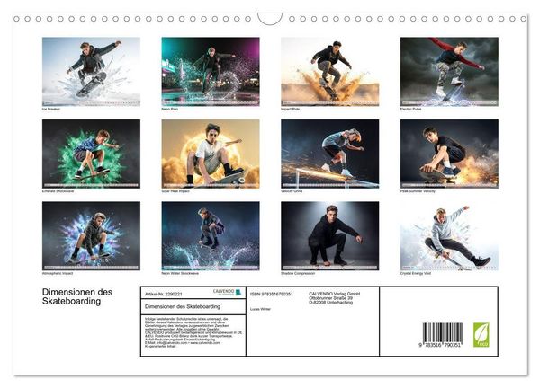 Produktbild: Dimensionen des Skateboarding (Wandkalender 2027 DIN A3 quer), CALVENDO Monatskalender