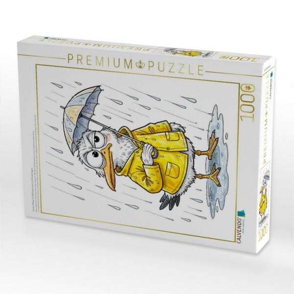 Produktbild: CALVENDO Puzzle Comic M&ouml;we im Ostfriesennerz im K&uuml;stenregen | 1000 Teile Lege-Gr&ouml;&szlig;e 64x48cm Foto-Puzzle f&uuml;r gl&uuml;ckliche Stunden