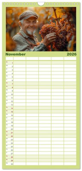Produktbild: Familienplaner 2026 - Wein begeistert mit 5 Spalten (Wandkalender, 21 x 45 cm) CALVENDO