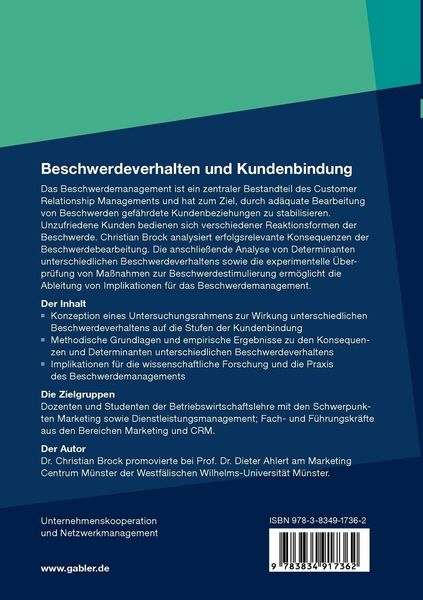 Produktbild: Beschwerdeverhalten und Kundenbindung