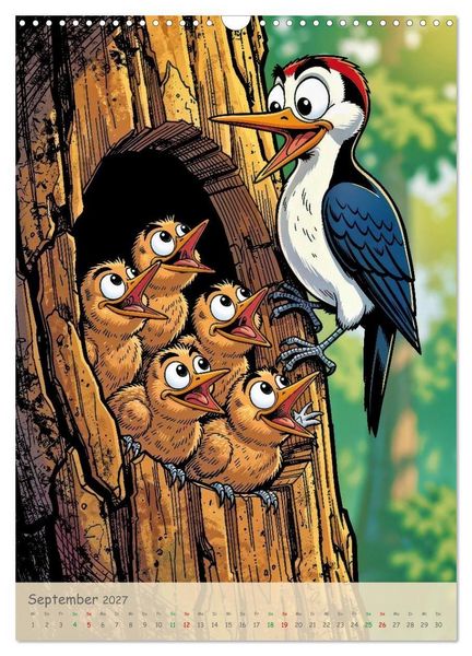 Produktbild: Lustige Buntspechte - Comic (Wandkalender 2027 DIN A3 hoch), CALVENDO Monatskalender