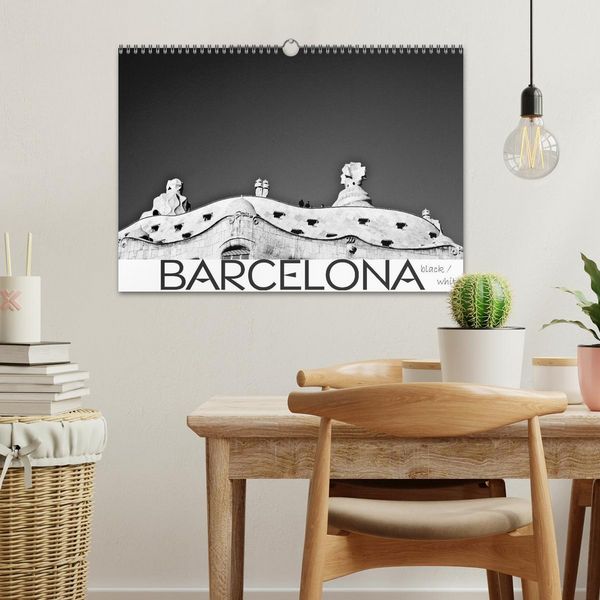 Produktbild: BARCELONA [black/white] (Wandkalender 2026 DIN A3 quer), CALVENDO Monatskalender