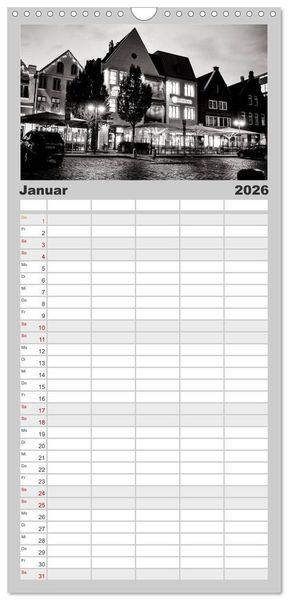 Produktbild: Familienplaner 2026 - Ein Blick auf Husum mit 5 Spalten (Wandkalender, 21 x 45 cm) CALVENDO