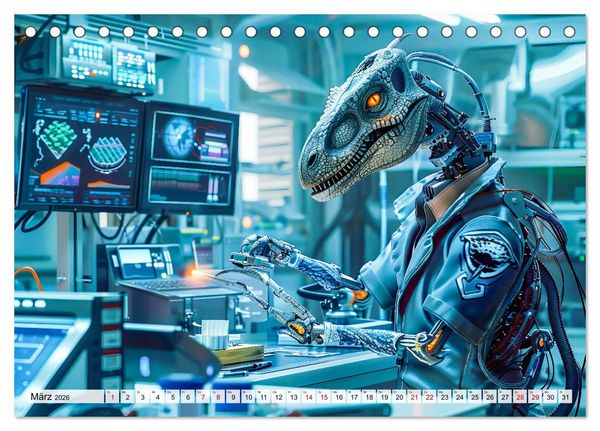 Produktbild: Dinosaurier-Alltag - Wenn sie nicht ausgestorben w&auml;ren! (Tischkalender 2026 DIN A5 quer), CALVENDO Monatskalender