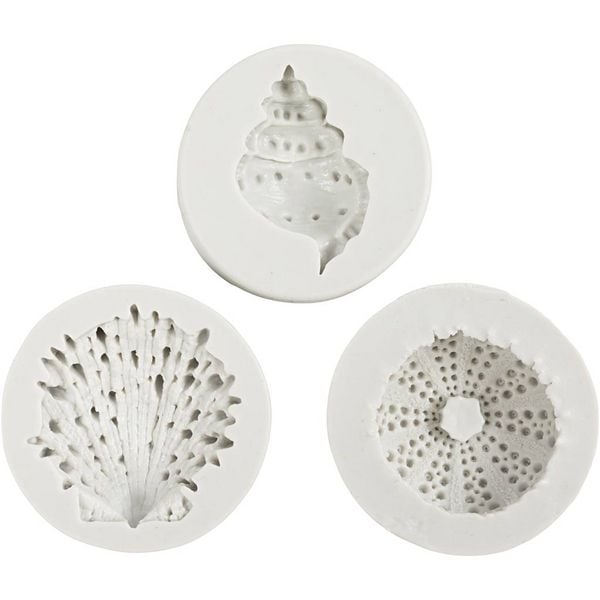 Produktbild: Creativ Company Silikonform, Seeigel, Schneckenmuschel, Muschel, H 1,5-2 cm, D 3,5-6 cm, 3 Stk