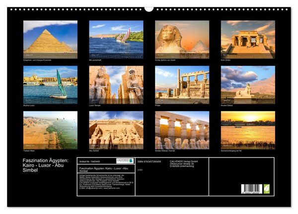 Produktbild: Faszination &Auml;gypten: Kairo - Luxor - Abu Simbel (Wandkalender 2026 DIN A2 quer), CALVENDO Monatskalender