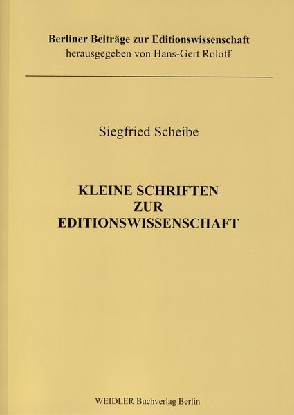 Produktbild: Kleine Schriften zur Editionswissenschaft