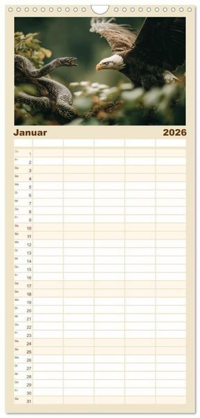 Produktbild: Familienplaner 2026 - Majest&auml;tische Wei&szlig;kopfseeadler - Der K&ouml;nig der L&uuml;fte mit 5 Spalten (Wandkalender, 21 x 45 cm) CALVENDO