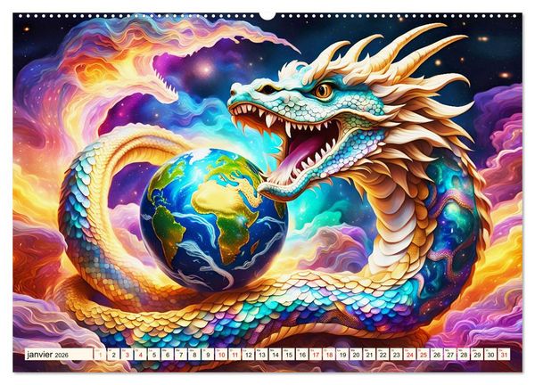 Produktbild: Gardiens mystiques (Calendrier mural 2026 DIN A2 vertical) calendrier de bureau