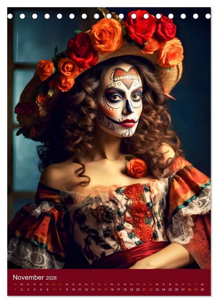 Produktbild: Dia de Muertos Kreative Portr&auml;ts in Festanlehnung (Tischkalender 2026 DIN A5 hoch), CALVENDO Monatskalender