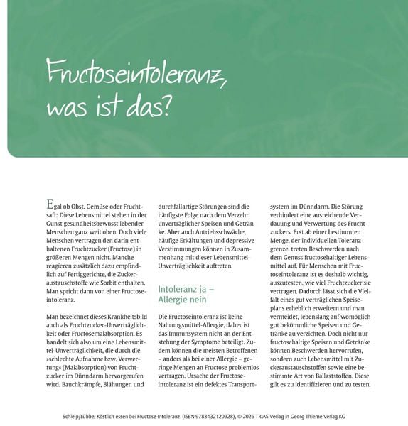 Produktbild: K&ouml;stlich essen Fructoseintoleranz