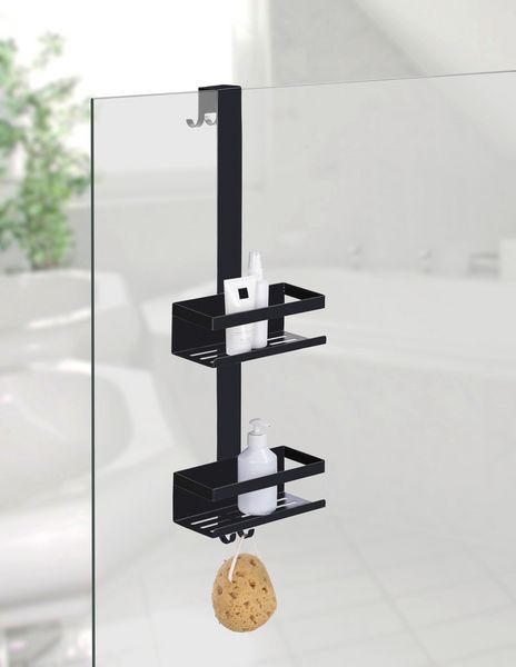Produktbild: Duschcaddy Mod. Bribano Duo, schwarz, Edelstahl, 23x71x18 cm, Einh&auml;ngen ohne Bohren
