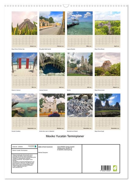 Produktbild: Mexiko Yucat&aacute;n Terminplaner (Wandkalender 2026 DIN A2 hoch), CALVENDO Monatskalender