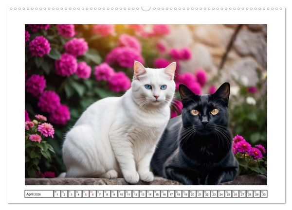 Produktbild: Haustiere - Black and White (Wandkalender 2026 DIN A2 quer), CALVENDO Monatskalender