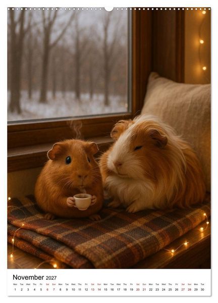 Produktbild: Guinea Pigs Cozy Moments (High Quality Premium Wall Calendar 2027 DIN A2 portrait),CALVENDO 12 Month Wall Calendar