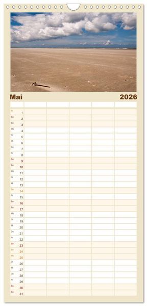 Produktbild: Familienplaner 2026 - Ameland mit 5 Spalten (Wandkalender, 21 x 45 cm) CALVENDO
