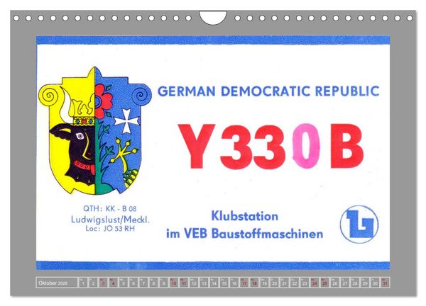 Produktbild: DDR - Ostalgie auf QSL-Karten (Wandkalender 2026 DIN A4 quer), CALVENDO Monatskalender