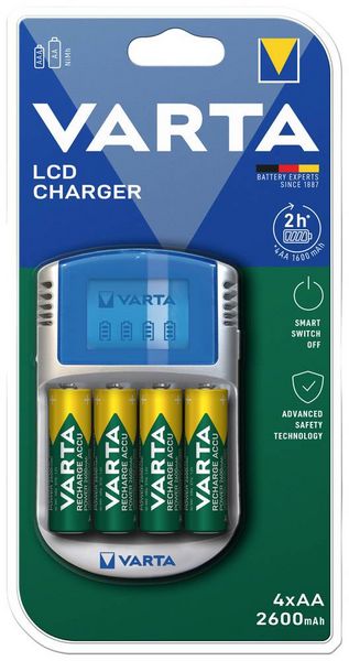 Produktbild: Varta LCD Charger 4x5716 & 12V & USB Rundzellen-Ladeger&auml;t NiMH Micro (AAA), Mignon (AA)