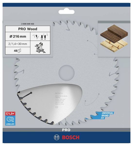 Produktbild: Bosch Accessories Optiline 2608640432 Hartmetall Kreiss&auml;geblatt 216 x 30 x 2 mm Z&auml;hneanzahl: 48 1 St.