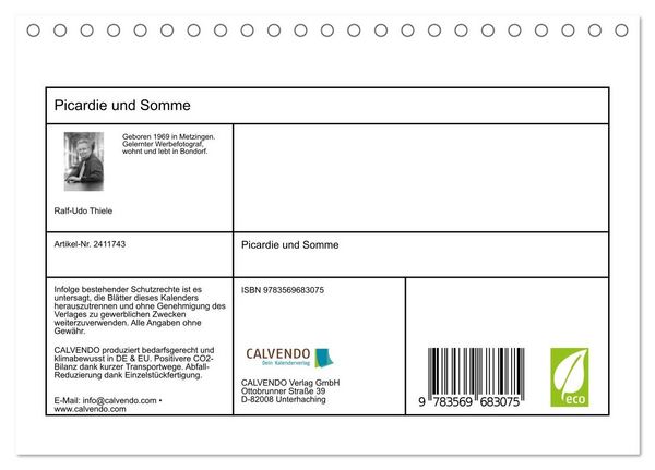 Produktbild: Picardie und Somme (Tischkalender 2027 DIN A5 quer), CALVENDO Monatskalender