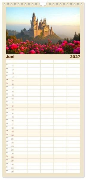 Produktbild: Familienplaner 2027 - Fabelhafte Orte &ndash; Landschaften aus M&auml;rchen und Sagen mit 5 Spalten (Wandkalender, 21 x 45 cm) CALVENDO