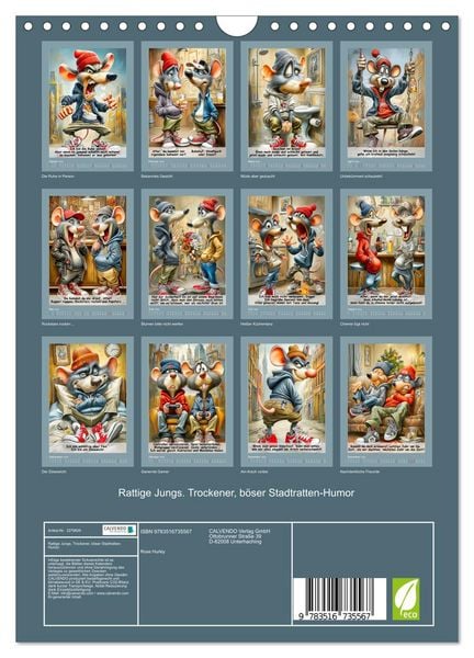 Produktbild: Rattige Jungs. Trockener, b&ouml;ser Stadtratten-Humor (Wandkalender 2026 DIN A4 hoch), CALVENDO Monatskalender