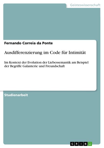 Produktbild: Ausdifferenzierung im Code f&uuml;r Intimit&auml;t